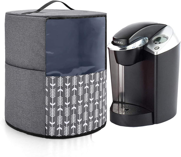 Yarwo Coffee Maker Dust Cover for Keurig K-Classic and K-Select, Gray with Arrow, Visible Cover with Pockets