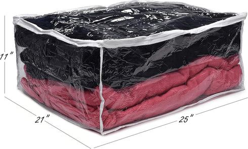 Handy Laundry Blanket Storage Bags, 90 L, Zippered Large Clear Plastic Bag for Quilts and Bedding