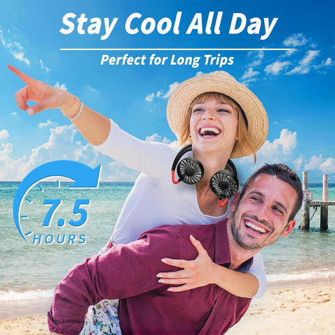 Neck Fan Portable Rechargeable - Wearable Personal Cooling Fan for Men Women, Battery Operated