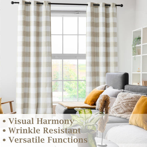 84 Inches Grommet Set White,40"x84"x2 Buffalo Plaid Full Blackout Window Curtains Long Checkered Panels Farmhouse Geo