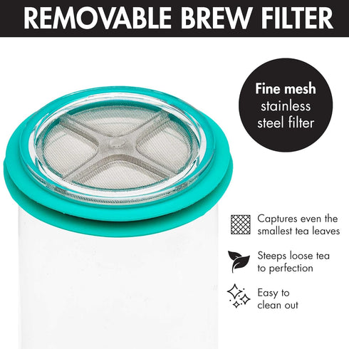 Primula Press & Go Iced Tea Brew Tumbler, 16 oz, Teal