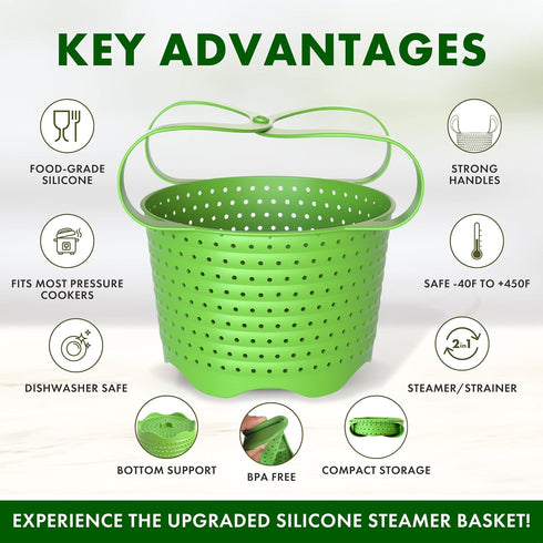 Avokado Silicone Steamer Basket for 3qt Instant Pot, 6qt, 8qt, BPA-Free, Dishwasher Safe Collapsible Vegetable Steamer