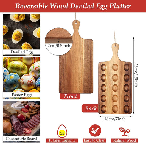 Kitchen(15 7 Inch, 15 Gerrii Reversible Wooden Deviled Egg Platter Deviled Egg Tray Charcuterie Board Cutting Board