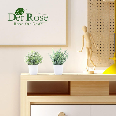 Der Rose 2 Pack Small Fake Plants, Artificial Eucalyptus Greenery in Pots for Bedroom Living Room Decor