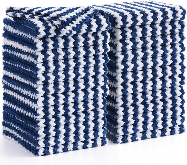 Homaxy 24 Pack Kitchen Dish Cloths, Ultra Soft Microfiber Cleaning Cloths, Fast Drying, Non-Linting, Navy Blue