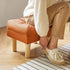 15.75"D 11.42"W12.6"H UHBD040J YMYNY Small Footstool Ottoman, Faux Leather Footrest with Sponge Padded Seat, Step Stool