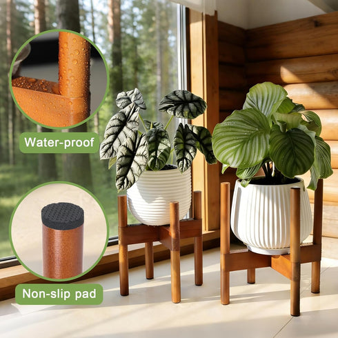 2 5-8 Inch Vigordream Plant Stand Indoor, Wood Plant Holder, Mid Century Modern Decor Tall Planter Stands, Height