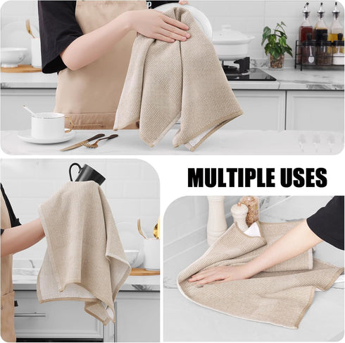Towels(18x 28, 6 Pack), 380 Set Homaxy Premium Kitchen Large Cotton Kitchen Hand Towels, Flat and Terry Dish Towels