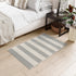 Striped Grey and White Outdoor Rug 2x3, Washable Reversible Cotton Hand-Woven Porch Mat for Entryway