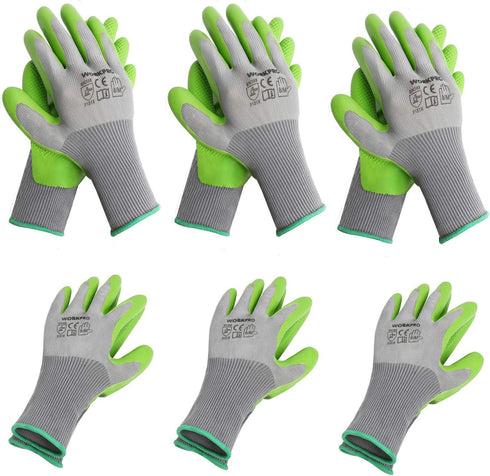WORKPRO 6 Pairs Garden Gloves, Eco Latex Palm Coated, Working Gloves for Weeding, Digging, Raking, Pruning (M)