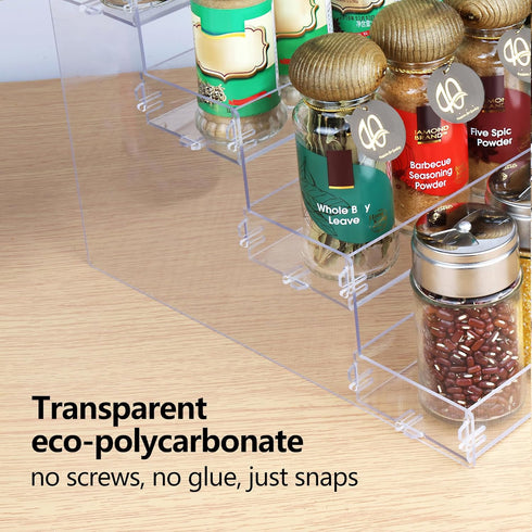 Spice Rack, No Tool Needed Self-derived Snap On Assembly Spice Shelf for Jars, Baking Supplies & Spice Bottles