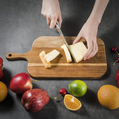 Set 2 Packs Wood Cutting Board with Handle for Kitchen Large and Small Long Acacia Wooden Kitchen Cutting Boards