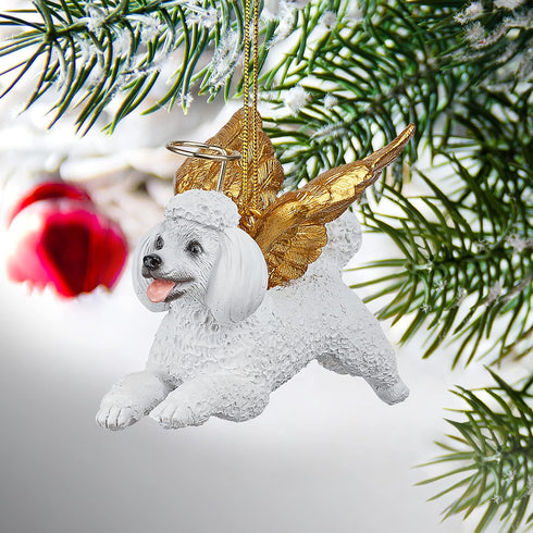 ANGEL ORNAMENT WHITE POODLE