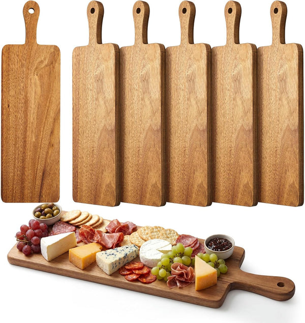 Nuenen 6 Pcs Wood Cutting Board with Handle 16.1 x 4.7 Inch