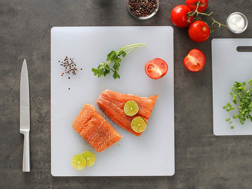 Dexas NSF Polysafe Cutting Board with Handle, 14 by 17 inches, White for Kitchen Use