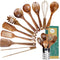 Kitchen Utensils Set with Holder, Wooden Cooking Utensils, Natural Teak Wood Spoons, Set with Spatula and Ladle (11)