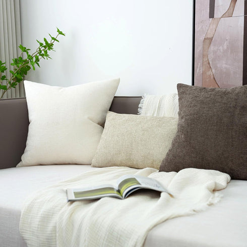 Cozoomy Set 2 12x20 Inch of Chenille Linen Decorative Throw Pillow Covers Textured Farmhouse Pillow Covers for Bed
