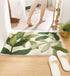 Green Leaves Bath Mats - Non-Slip Soft Microfiber Absorbent Doormat, Boho Carpet for Bathroom Floor
