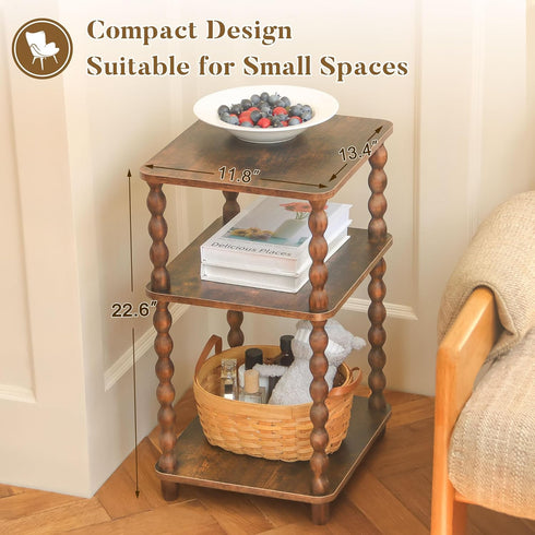 Fultyle Side Table, Small End Table with Storage Shelf, Modern Bedside Table Night Stand for Living Room, Bedroom
