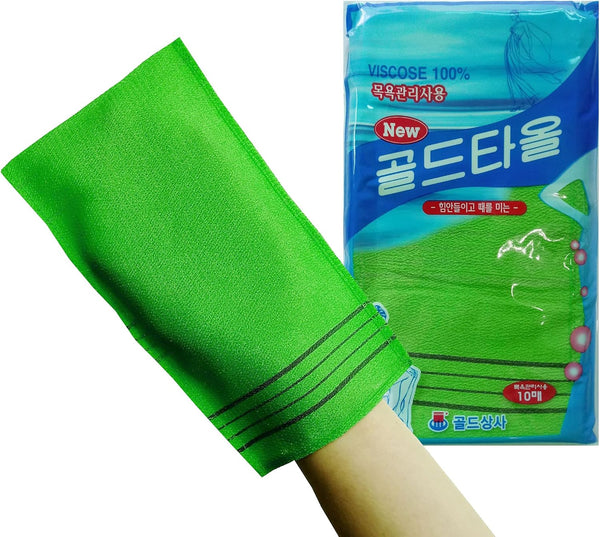 GOLDSANGSA Korean Exfoliating Towel Washcloth Mitts, Large 10pcs, Italian Towel Skincare Exfoliating Scrub Bath Cloth