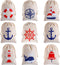 Shellwei 24 Pack Nautical Gift Bags Cotton Nautical Anchors Drawstring Bags Themed