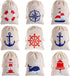 Shellwei 24 Pack Nautical Gift Bags Cotton Nautical Anchors Drawstring Bags Themed
