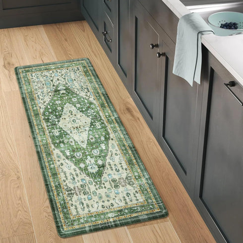 Collive Anti Fatigue Mats for Kitchen Floor, Non Slip Cushioned Mat for Office, Laundry, Sink, 17”x47”, Green
