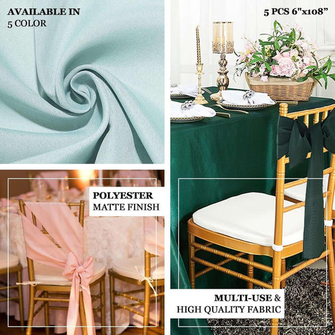 5 6x108 Efavormart PCS Nude Polyester Chair Sashes Tie Bows for Wedding Events Decor Chair Bow Sash Party Decor