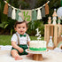 6 1/2 Half Birthday Decorations Baby Boy,Sage Green Months High Chair Banner With Cone Hat And Cake Topper,Jungle Theme
