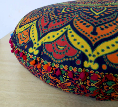 32 Inch CRAFT KALA Meditation Floor Pillow Cover Round Pillow Seating Hippie Decorative Adults Bohemian Mandala Cushion