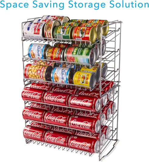 Atlantic Gravity-Fed Compact Double Canrack, Kitchen Organizer, Durable Steel, Silver