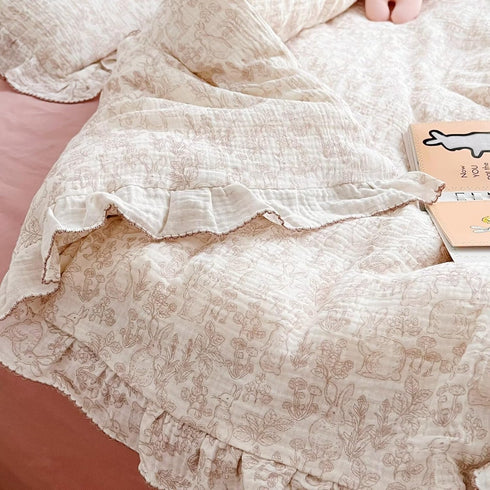 47"x59", BuLuTu Muslin Cotton Kids Toddler Duvet Cover for Girls Boys Baby Crib Duvet Covers with Zipper Closure
