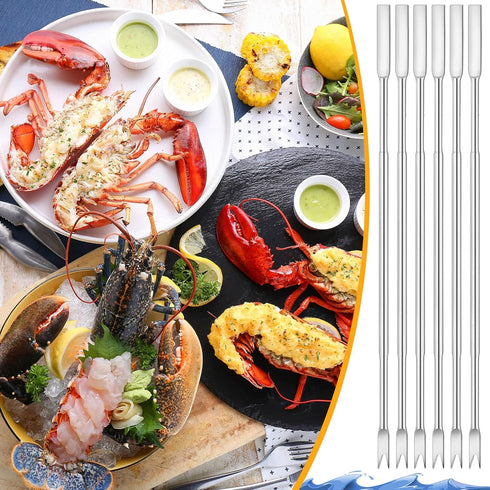 Yaomiao 40 Set 6.8 Inch Pcs Stainless Steel Seafood Forks Silver Crab Forks Seafood Tools Crab Legs Utensils Picks