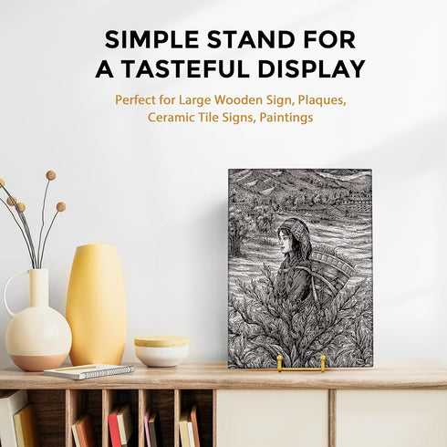 TR-LIFE 12 Inch Large Plate Stands for Display, Metal Picture Frame Holder + Small Easels for Art