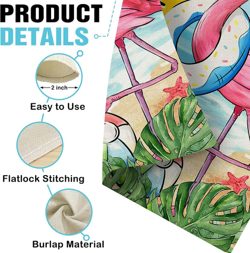 Welcome Summer Flamingo Decorative Garden Flag: Beach Coastal Swim Ring Tropical Palm Leaves 12x18 Inch