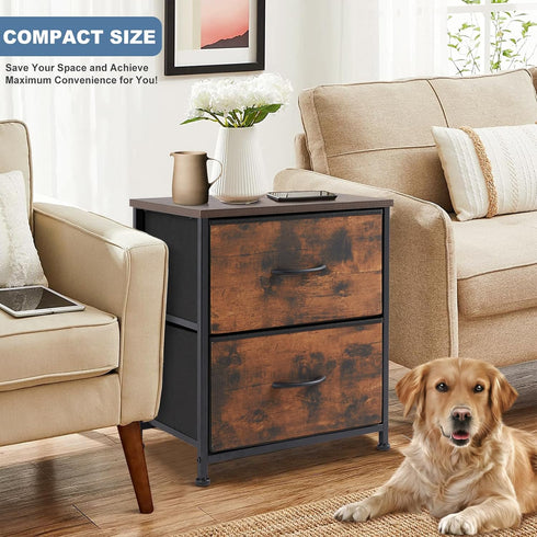 2 20 inch Closet, DUMOS Nightstand Small Dresser with Fabric Drawers Side Bedroom End Table Kids Bedside Storage