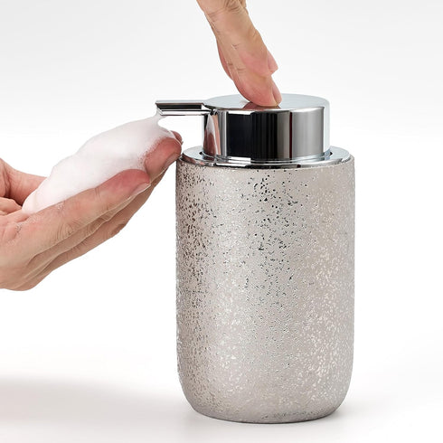 Foaming Soap Dispenser, Ceramic 12oz Foam Soap Pump for Countertop, Silver Luxury Kitchen Dispenser for Hand Soap