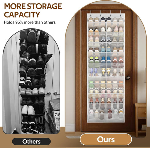 30 Closet 10 71") MISSLO Pairs Over the Door Shoe Organizer Breathable Mesh Hanging Shoe Rack for Storage with Wide