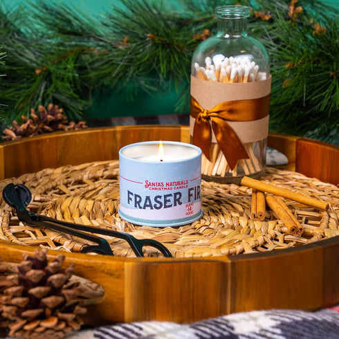 Santa's Naturals Fraser Fir Christmas Candle (9oz) | Authentic Pine Scent | Holiday Gift | Burns 30+ Hours | Made in