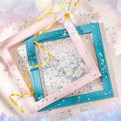 60 G Holographic Star and Moon Glitter Confetti, Iridescent Table Metallic Glitter Foil Sequin for Wedding Party DIY