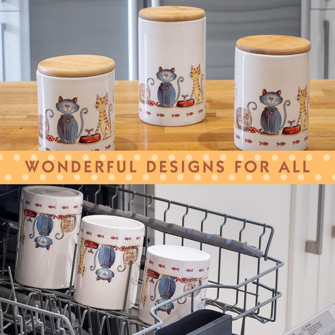Sets Countertop, 3-Piece SPOTTED DOG GIFT COMPANY Canisters for the Kitchen Airtight Ceramic Food Storage Containers
