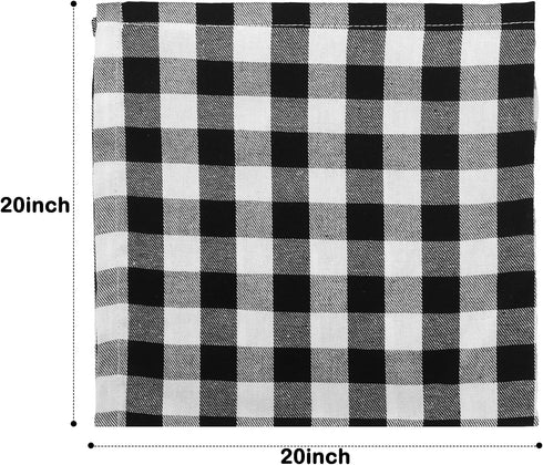 Buffalo Check Napkins, Black and White Cloth Napkins for Thanksgiving, Christmas Decorations, Farmhouse Decor Dinner