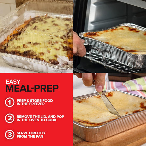 Stock Your Home 9x13 Disposable Baking Pan with Lid, Heavy Duty Aluminum Cake Pans for Lasagna and Casserole (10 Pack)