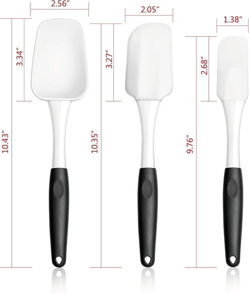 Artaste Non-Stick Silicone Spatula Set with Rubber Handle, 3-Piece