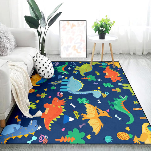 3x5, Kids Dinosaur Rug Soft Non Slip Dino Rug for Playroom Bedroom, Cartoon Dinosaur Area Rugs for Toddlers Boys Girls