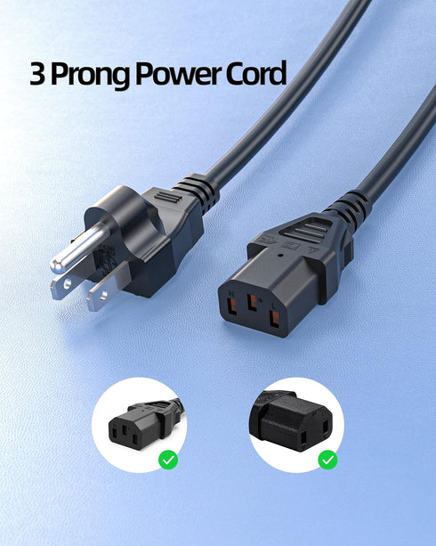 6Ft 3 Prong AC Power Cord Cable Fit for Instant Pot, Electric Pressure Cooker, Rice Cooker, Soy Milk Maker, Power Quick Pot, Microwaves and Other Kitchen Appliances Replacement - (ETL Listed Cable)
