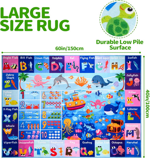 4x5 Safe(40"x60") Baby Play Mat for Floor, FT Non-Slip Nursery ABC Rug, Extra Thick Large Area Kids Rugs, Kids Mat