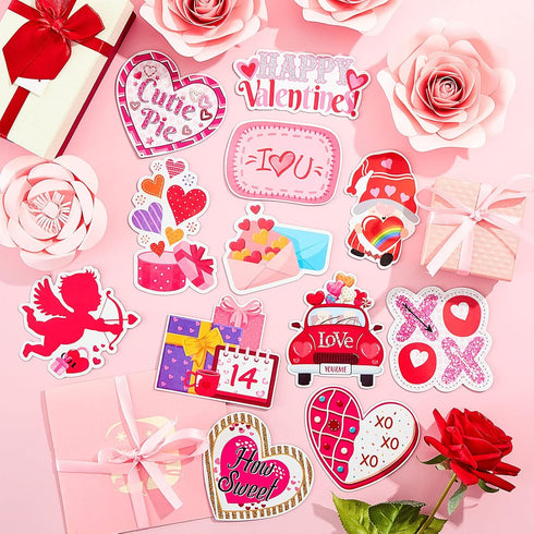 12 Pieces Valentine s Day Refrigerator Magnets, Decorative Stickers for Love Heart, Cupid, Locker - Red Lips