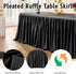 leegleri 132inch Black Polyester Table Skirt for 6ft/8ft Rectangle Tables, Wrinkle Resistant Pleated Ruffle Cloth