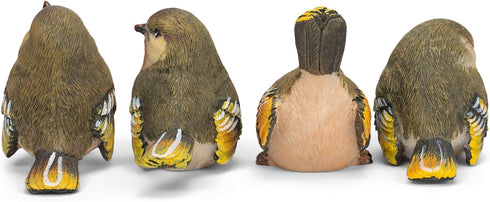 RAZ Imports Striped Wing Bird Resin Decorative Tabletop Figurine, Set of 4, 2.5 x 2.25 inch, Sage Green